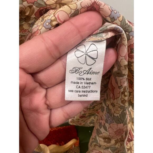 Womens BoAime Silk Lace Floral Tank Top Cottagecore Tea Garden Whimsical French - Picture 7 of 7